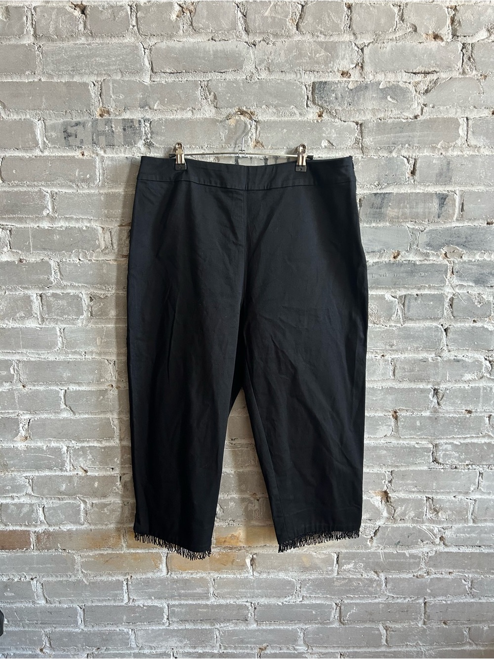 Vintage Field Gear Cropped Capris Pants Beaded Fringe Hem Plus SZ 16W